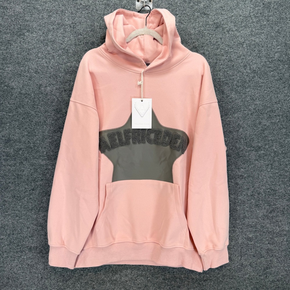 Aelfric Eden Hoodie Adult Medium‎ Pink Star Boucle Streetwear Pullover NEW
